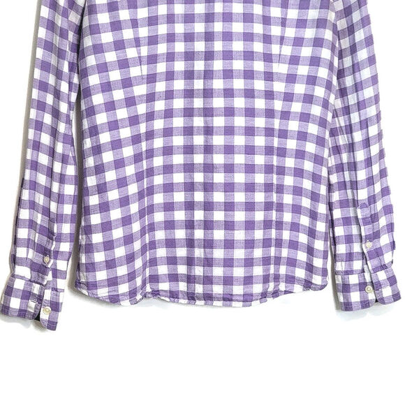 Banana Republic Linen Cotton Gingham Checked Soft Wash Button Down Shirt Size XS - Picture 12 of 16